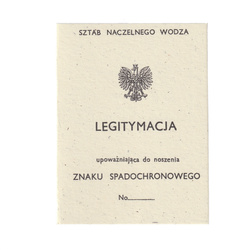 Polish parachute badge award certificate - replica