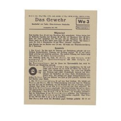 Waffentafeln Die Gewehr 98 small info card - repro