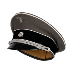 Waffen SS officers Schirmmütze - gabardine cap with aged  insignia - repro