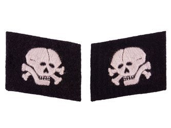 SS Totenkopf collar tabs - with two skulls - repro