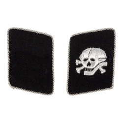 SS Totenkopf officer collar tabs - with one skull - repro