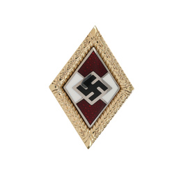 Golden Hitlerjugend badge with oak leaves - repro