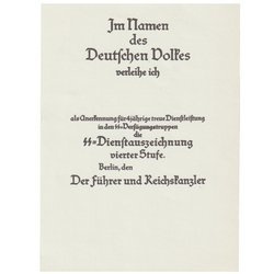 SS Dienstauszeichnung vierter Stufe - repro, unfilled