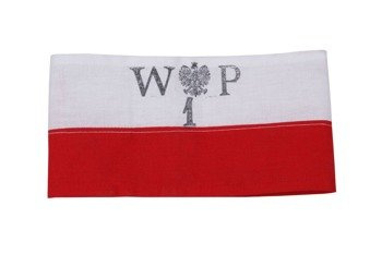 White and red Polish Home Army armband - with stamp