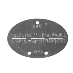 German WH/SS aluminium ID tag, aged - with stamping - repro