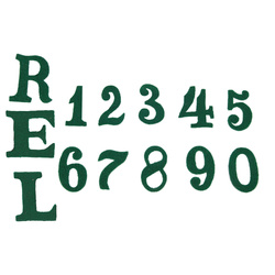 Numbers and letters "R" "L" "E" for Pickelhaube cover - green - repro