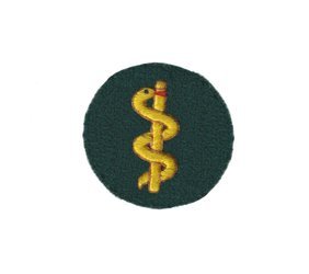 Rod of Asclepius patch - dark green- repro