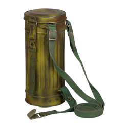 WH/SS gas mask canister - Normandie camo, heavily aged -  repro 