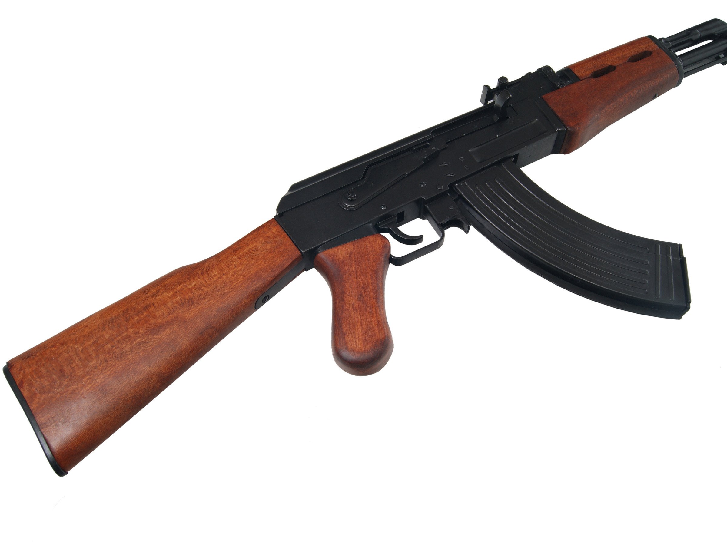 AK-47 assault rifle - wooden stock - model gun.