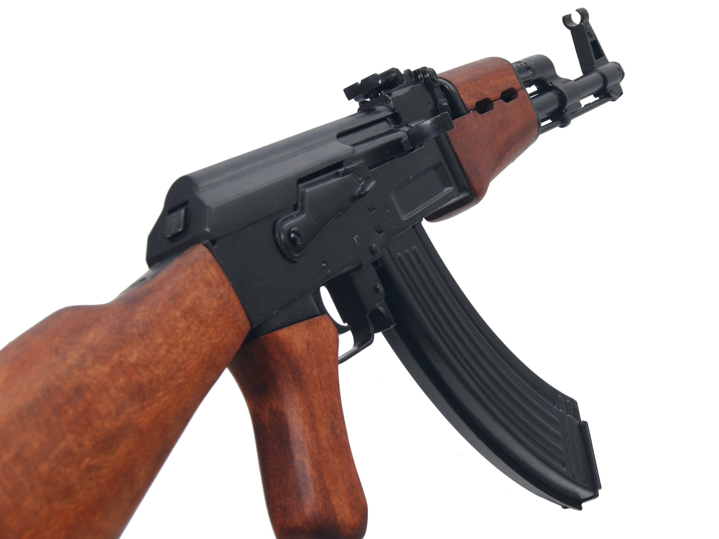 AK-47 assault rifle - wooden stock - model gun.