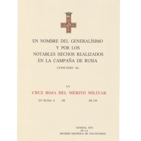 Notables Hechos Realizados La Cruz Roja Del Merito Militar, - repro, unfilled