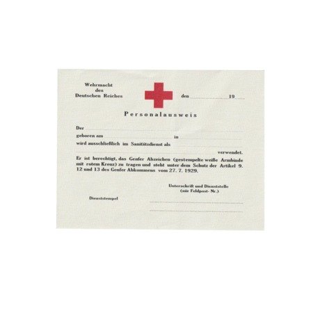 Personalausweis des Sanitätsdiensts - repro, unfilled