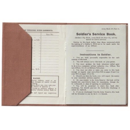 SOLDIER'S SERVICE and PAY BOOK - reprint, unfilled