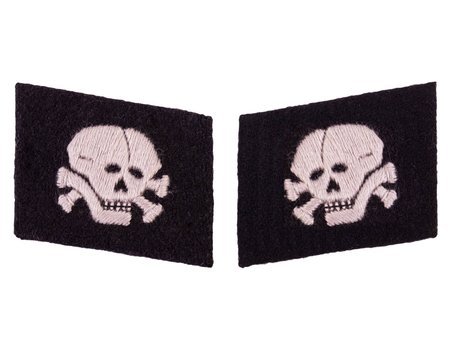 SS Totenkopf collar tabs - with two skulls - repro