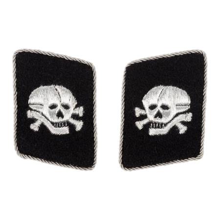 SS Totenkopf officer collar tabs - with two skulls - repro