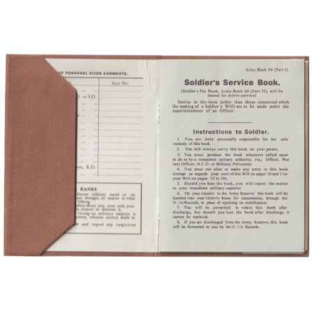 Soldier's Service and Pay Book - replica, unfilled