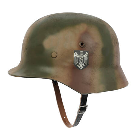 Stahlhelm M40 helmet with WH decal, Normandie camo, h. aged - repro