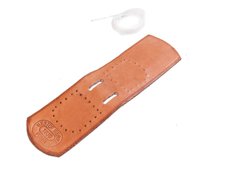 WH/LW leather tab for belt - brown - repro