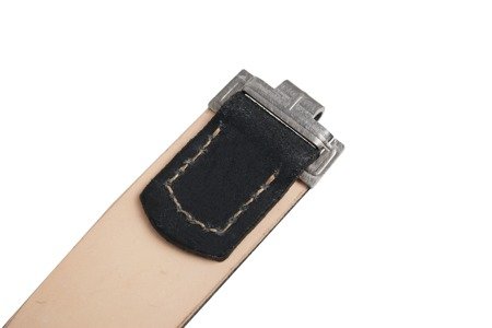 WH/SS Feldkoppel - black leather belt, aluminium hook - repro