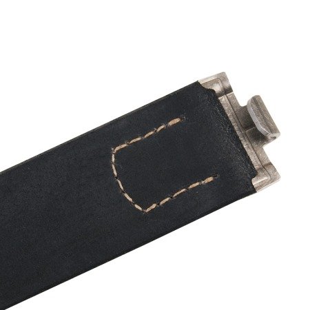 WH/SS Feldkoppel - black leather belt, aluminium hook - repro