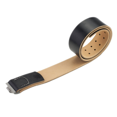 WH/SS M44 black leather belt, steel hook - repro