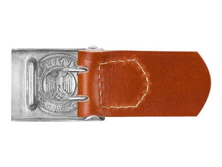 WH aluminium belt buckle with brown leather tab