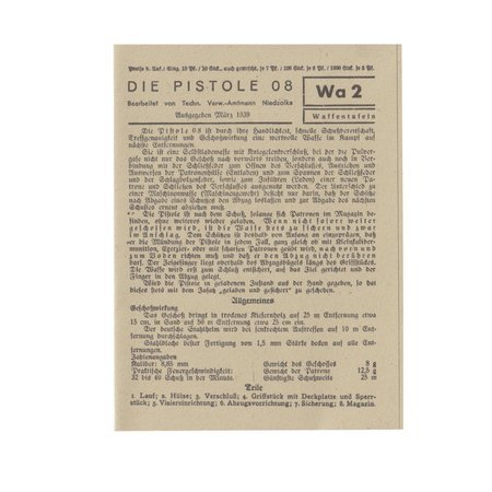 Waffentafeln P08 small info card - repro