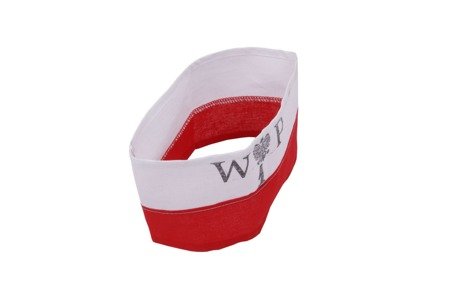 White and red Polish Home Army armband - with stamp