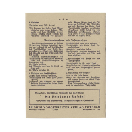 Waffentafeln P38 small info card - repro