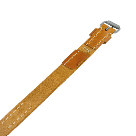 Tent quarter/Equipment strap with button, brown, full-grain leather on top - repro