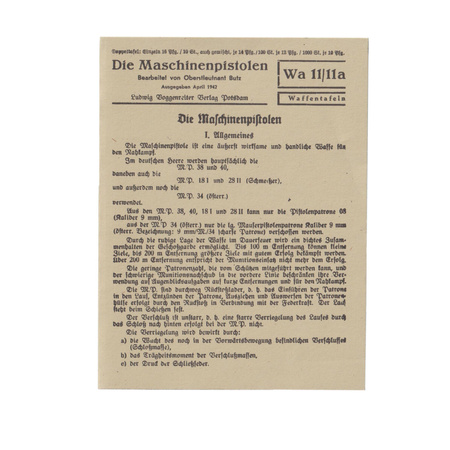 Waffentafeln Die Maschinenpistolen small info card - repro