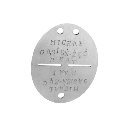 Polish aluminium ID tag - with stamping - repro