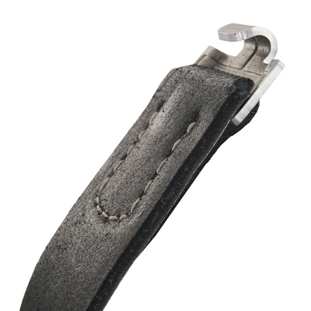 WH/SS Feldkoppel - black leather belt, aluminium hook - repro