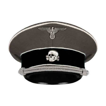 Waffen SS officers Schirmmütze - gabardine cap with aged  insignia - repro