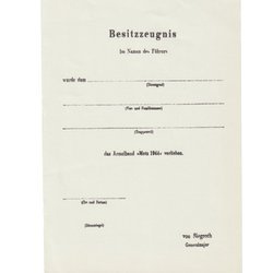Besitzzeugnis Ärmelband Metz 1944 - repro, unfilled
