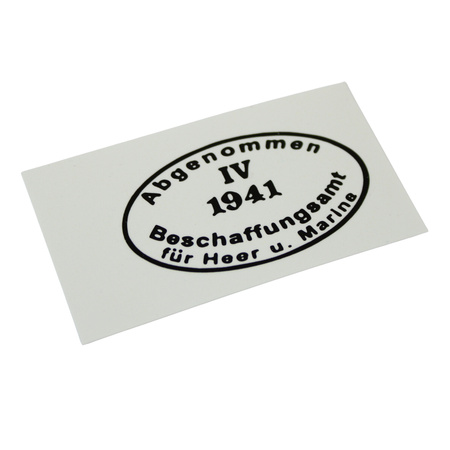 Water decal - dated German helmet acceptance stamp - new