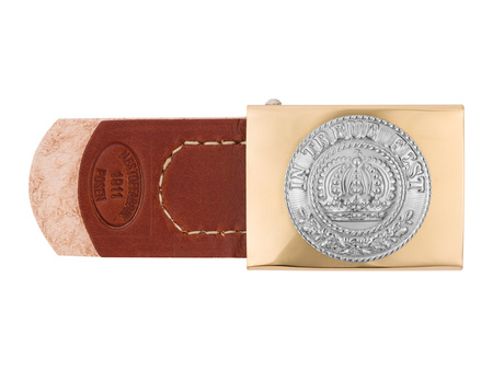 Bayern M95 brass belt buckle with brown leather tab