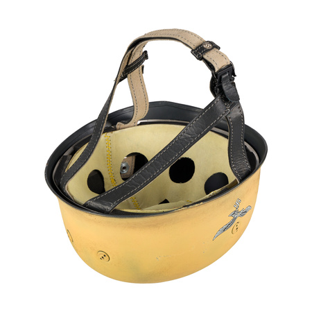 Hełm spadochronowy Stahlhelm M38 LW piaskowy, leko postarzony z kalkomaniami