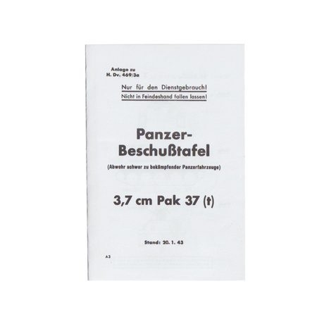 Panzer-Beschußtafel 3,7 cm Pak 37(t) - repro