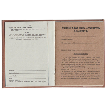 Soldier's Service and Pay Book - replica, unfilled