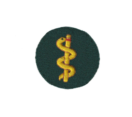 Rod of Asclepius patch - dark green- repro