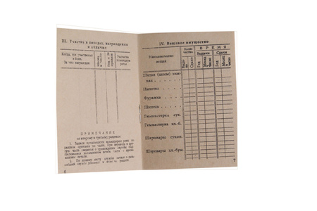 Red Army soldier paybook - reprint, unfilled