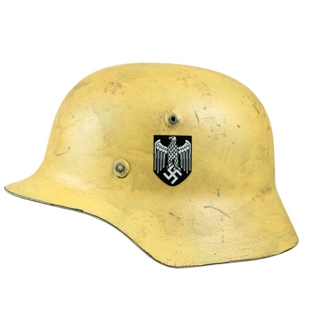 Stahlhelm M40 helmet with WH decal, DAK camo, heavily aged