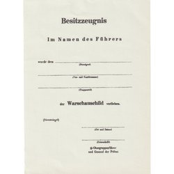 Besitzzeugnis Warschauschild - repro, unfilled