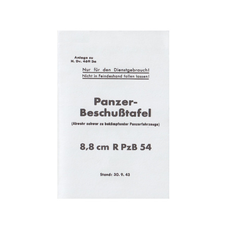 Panzer-Beschußtafel 8,8 cm R Pzb54 - repro