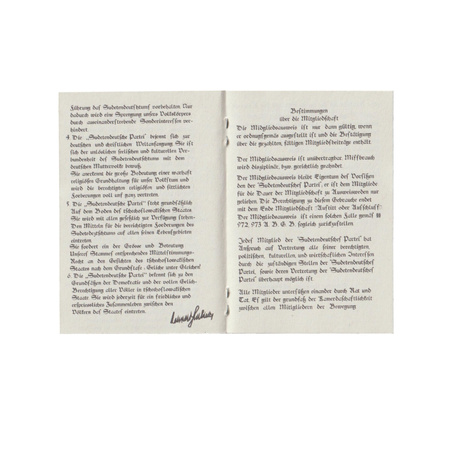Sudetendeutsche Partei Ausweis - repro, unfilled