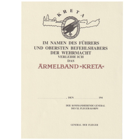 Besitzzeugnis Ärmelband Kreta - replika