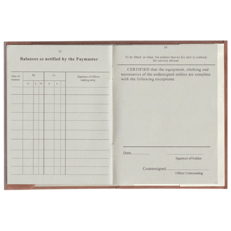 Soldier's Service and Pay Book - replica, unfilled