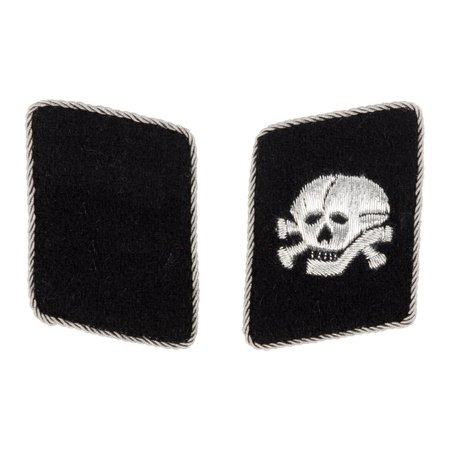 SS Totenkopf officer collar tabs - with one skull - repro