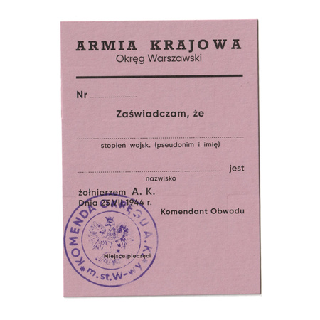 Polish People's Army AK ID - reprint, unfilled